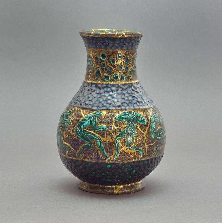 French Jean Mayodon -  Glazed Ceramic Vase Circa 1950 For Sale