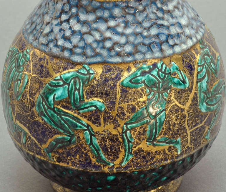 Earthenware Jean Mayodon -  Glazed Ceramic Vase Circa 1950 For Sale