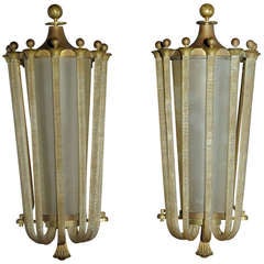 Important Pair Of Sconces by Véronèse & Attributed To Jules Leleu