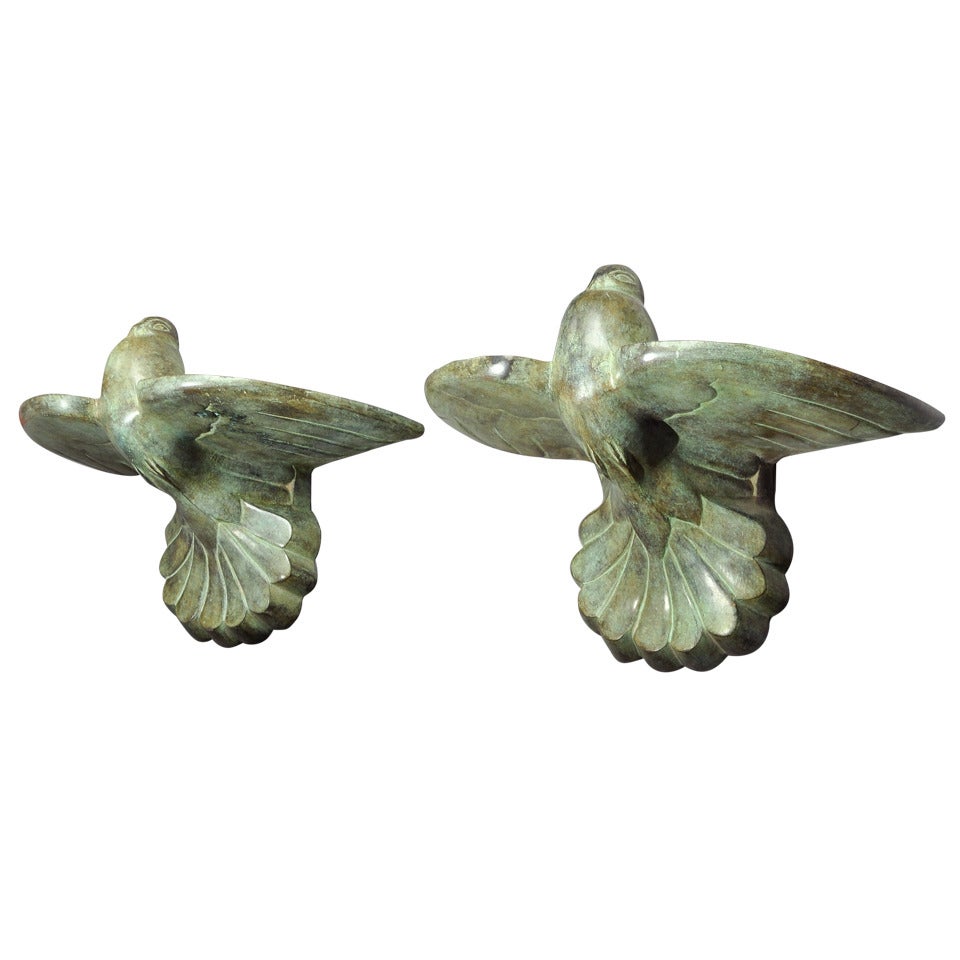 Pair Of Art Deco Bronze Sconces