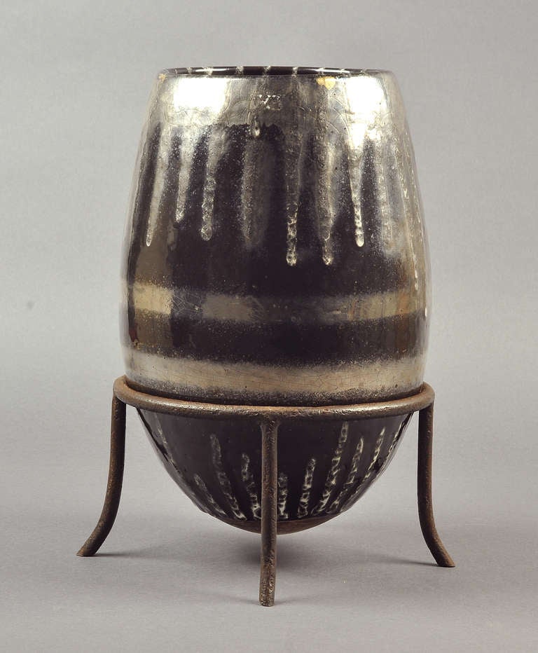 Jean Besnard Large Ceramic Vase Circa 1930 In Excellent Condition For Sale In Paris, FR