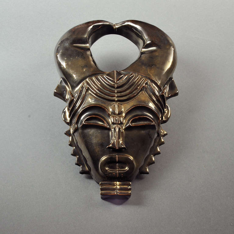 French Rare René Buthaud Mask Circa 1925 - 1930 For Sale