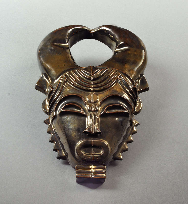 Rare René Buthaud Mask Circa 1925 - 1930 In Excellent Condition For Sale In Paris, FR