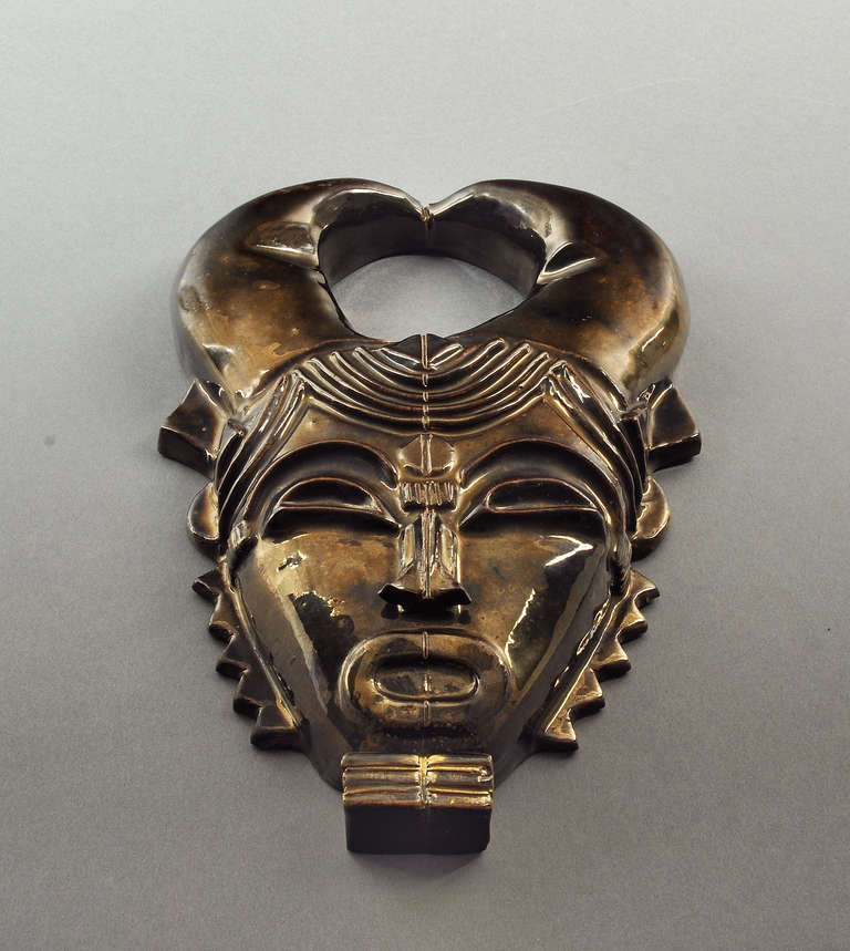 Mid-20th Century Rare René Buthaud Mask Circa 1925 - 1930 For Sale