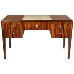 Exceptional Signed and Dated 1925 Chanaux, Pelletier Macassar Ebony Desk