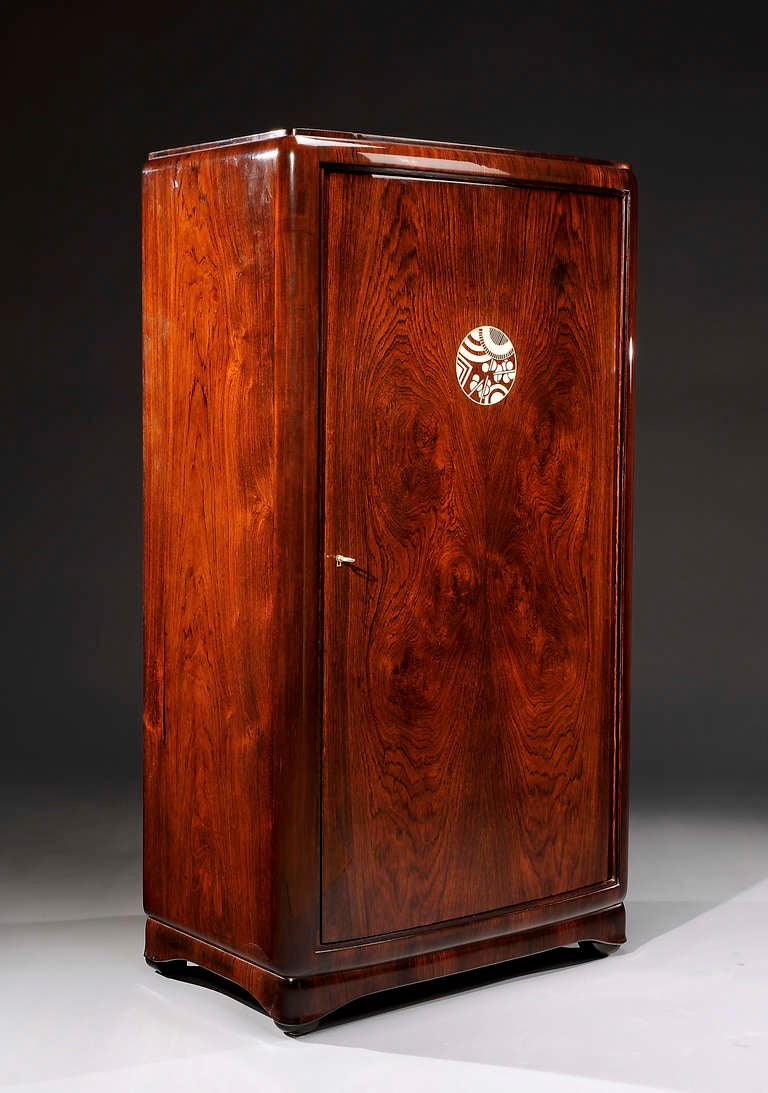 Art Deco Jules Leleu - Rare rosewood veneer Armoire circa 1925 For Sale