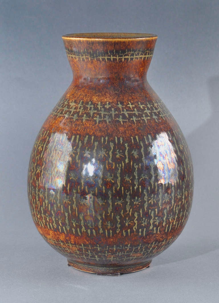 Français Vase en céramique des années 1940 de Pierre Fouquet en vente