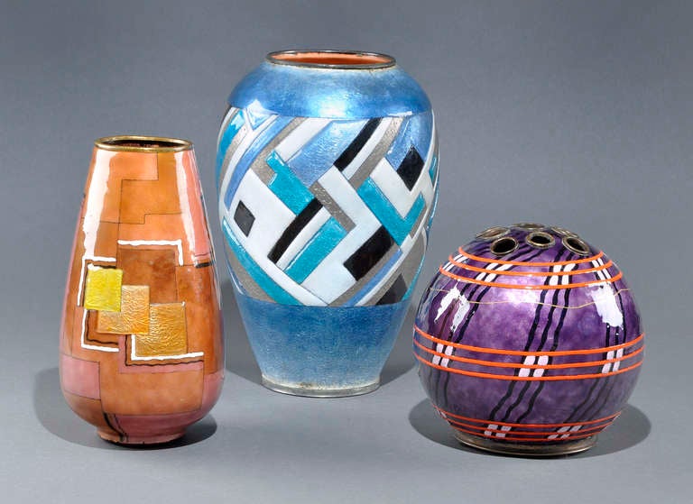 Camille Faure - Rare And Large Enameled Modernist Vase 1