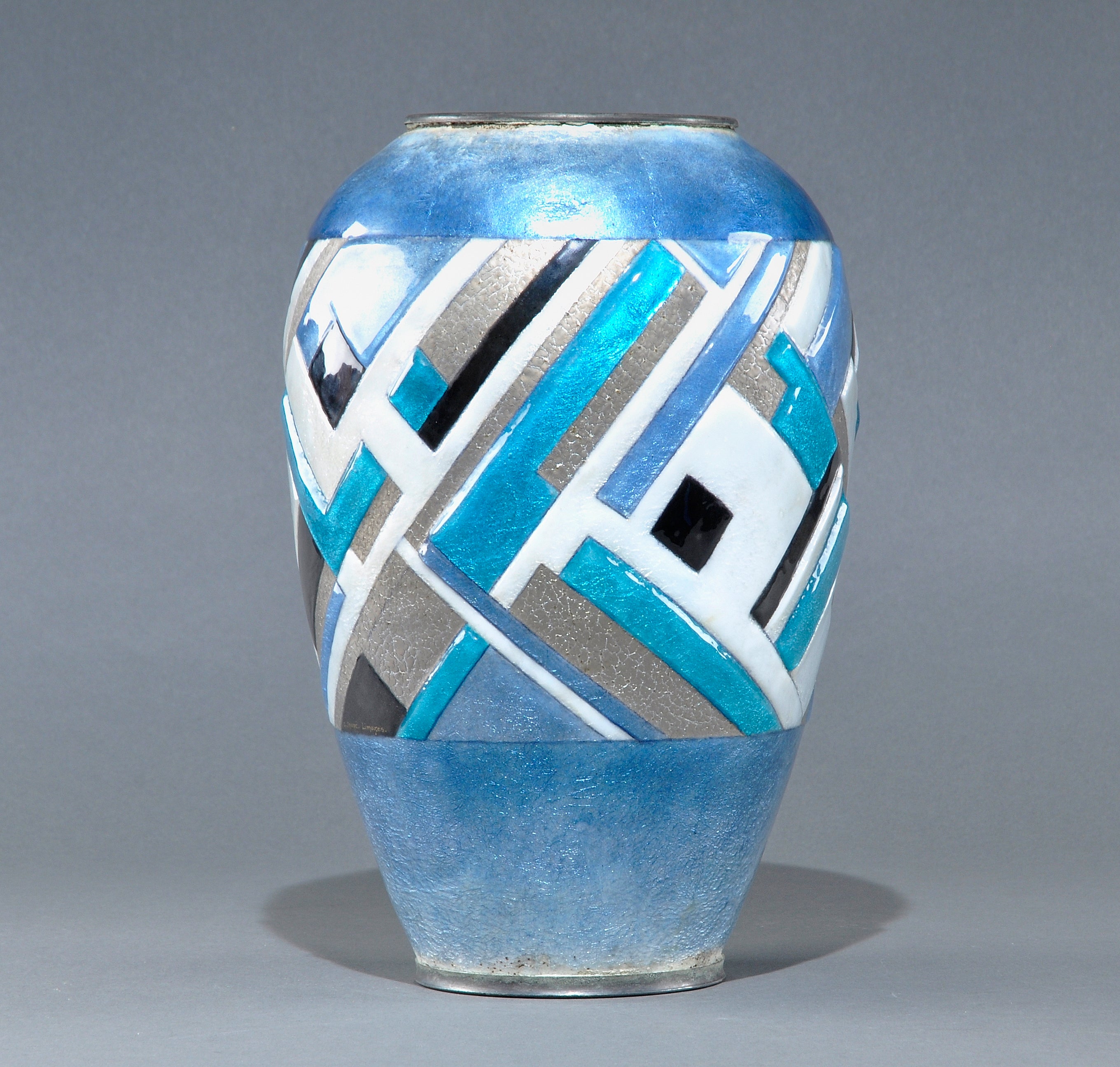 Camille Faure - Rare And Large Enameled Modernist Vase