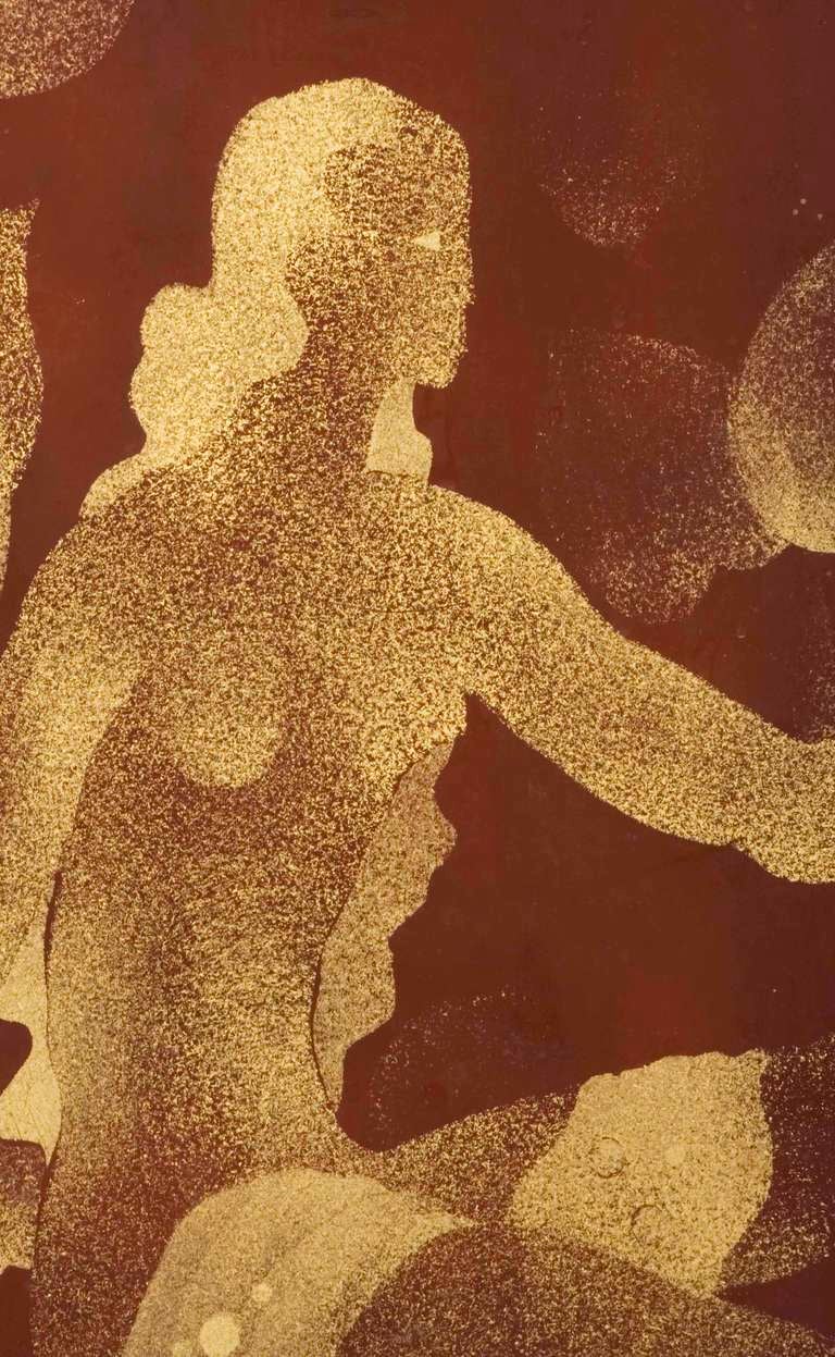 Katsu Hamanaka - Rare Lacquer Floor Screen - Circa 1940 In Good Condition In Paris, FR