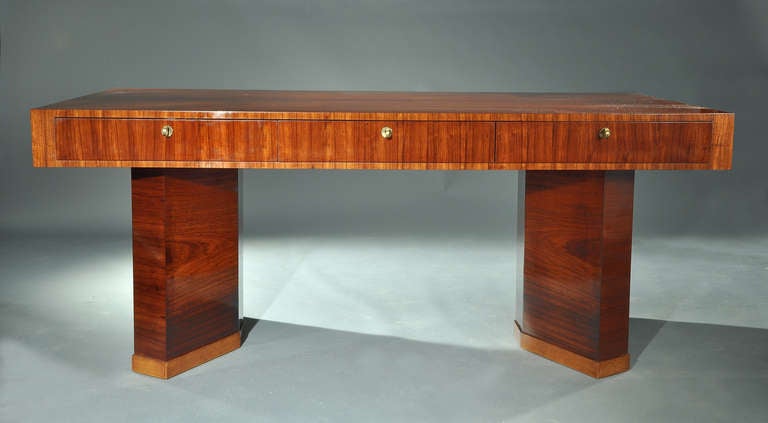 Rare Rosewood Modernist Desk by Jacques Adnet circa 1930 In Excellent Condition In Paris, FR