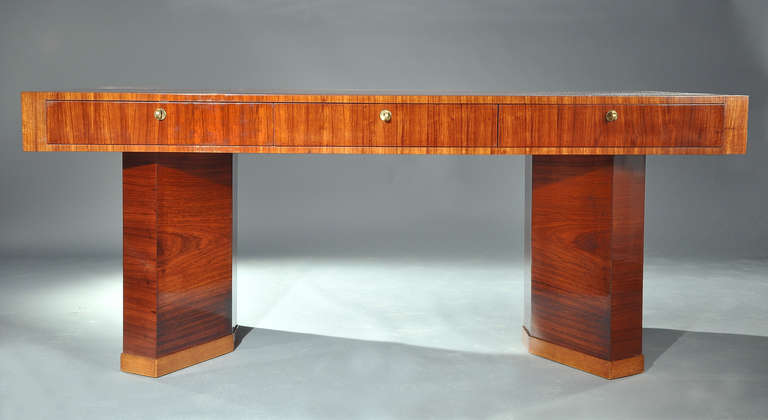 Mid-20th Century Rare Rosewood Modernist Desk by Jacques Adnet circa 1930