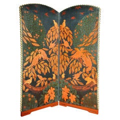Unique Yvan Da Silva Bruhns Signed and Dated 1922 Folding Screen