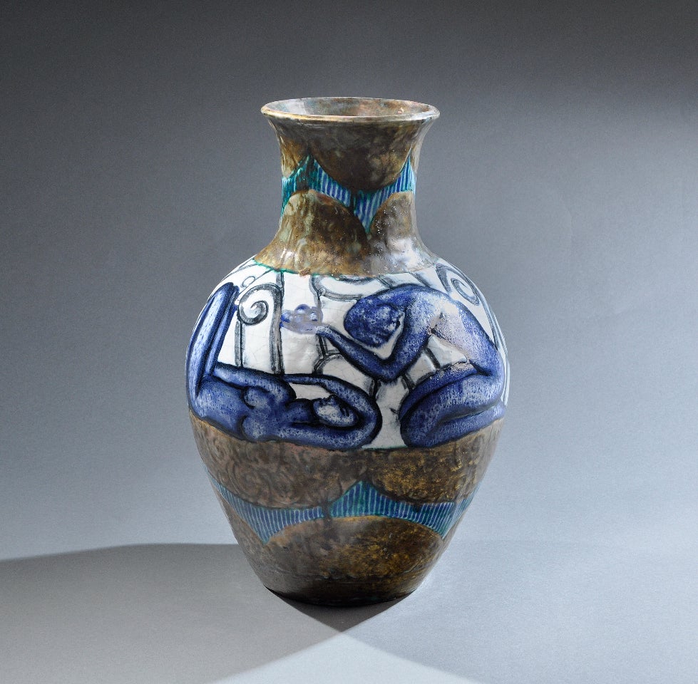 Edouard Cazaux - Rare Earthenware Vase Circa 1930 For Sale