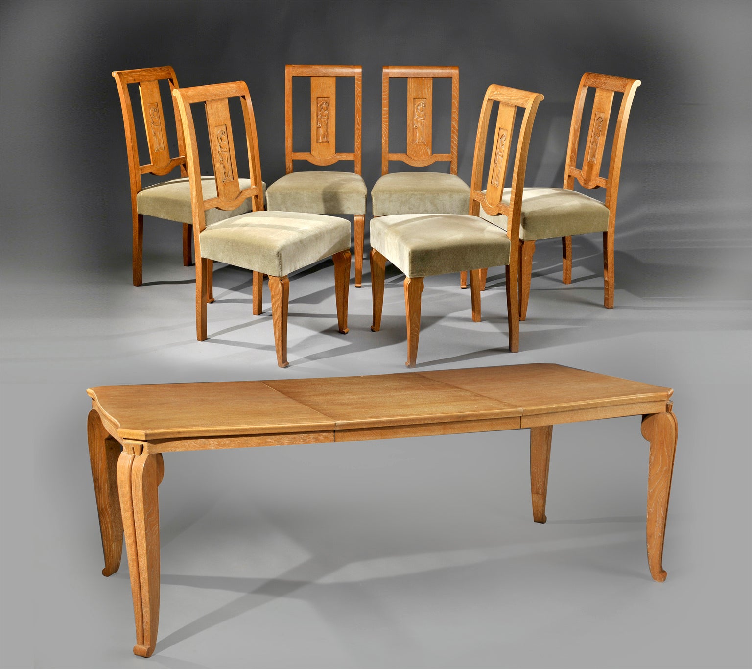 André Arbus and Henri Parayre Oak Dining Sets For Sale
