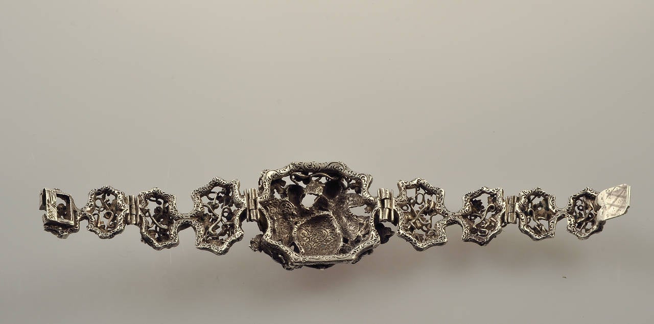Calco Frédéric-Jules Rudolphi Raro bracciale in argento fuso e ossidato in vendita