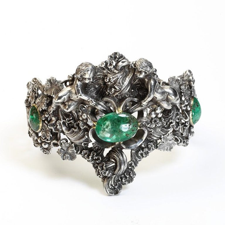 Metà XIX secolo Frédéric-Jules Rudolphi Raro bracciale in argento fuso e ossidato in vendita
