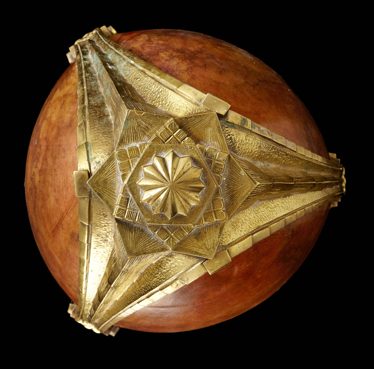 Bronze and Alabaster Cubist Ceiling Light, circa 1930