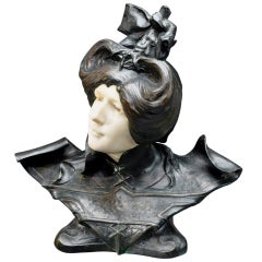 Antique DANTE SODINI «Frangar non flectar» Bronze and marble Circa 1900