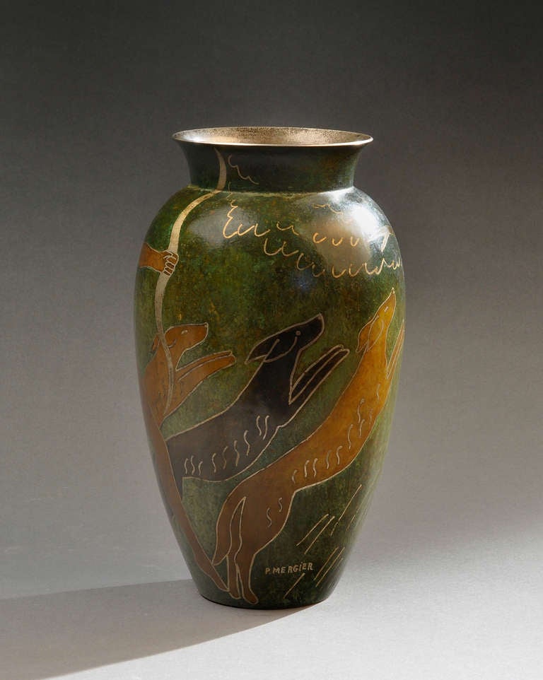 French Paul Mergier - Dinanderie Vase Circa 1930 For Sale