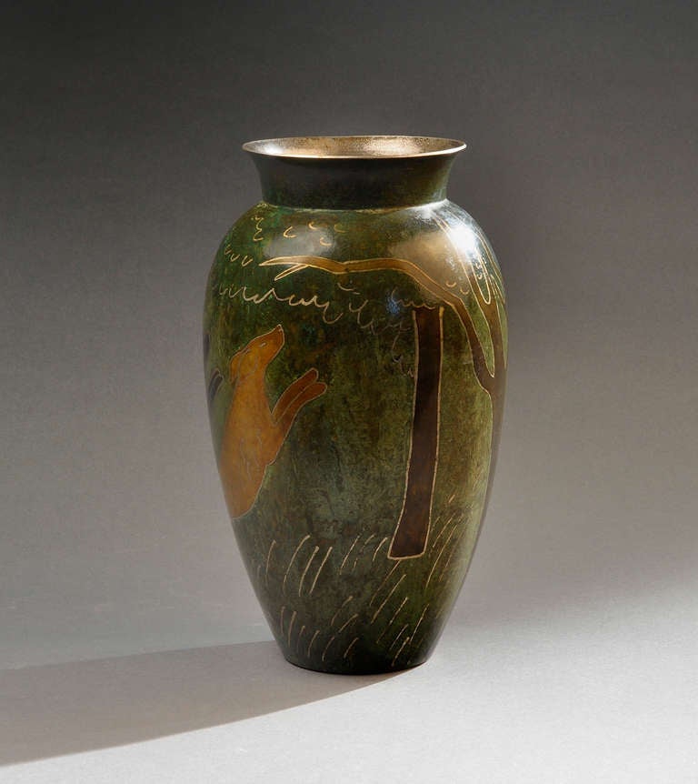 Paul Mergier - Dinanderie Vase Circa 1930 In Good Condition For Sale In Paris, FR