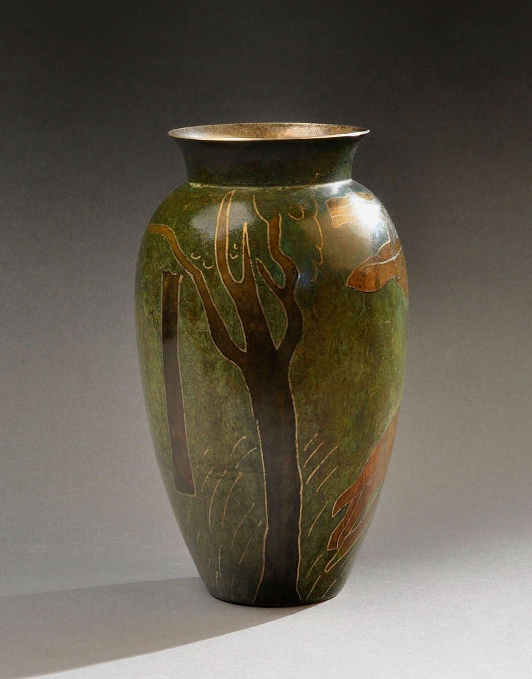 Mid-20th Century Paul Mergier - Dinanderie Vase Circa 1930 For Sale