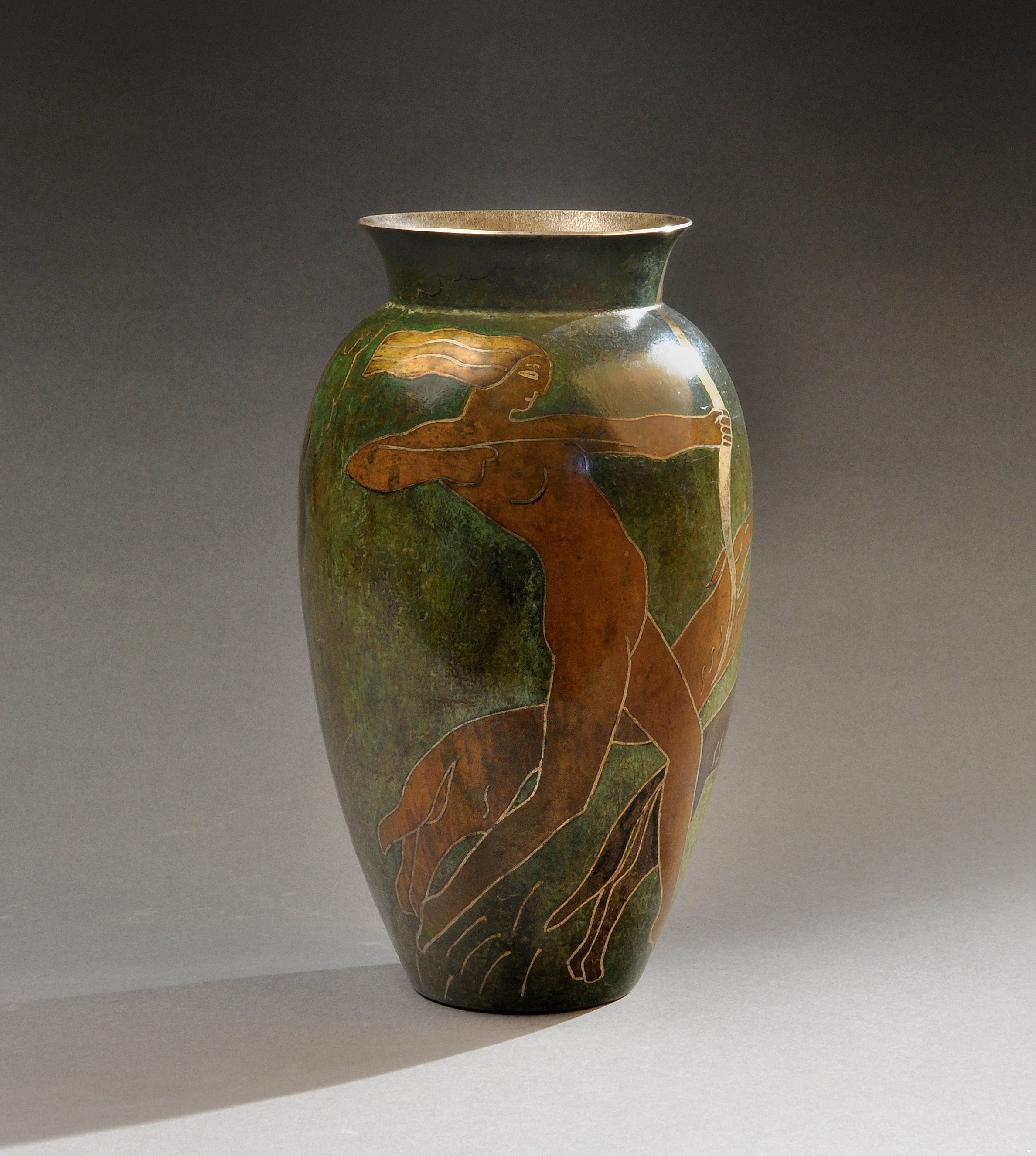 Paul Mergier - Dinanderie Vase Circa 1930 For Sale