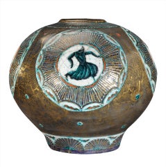 Jean Mayodon - Rare Enamelled Ceramic Vase Circa 1935