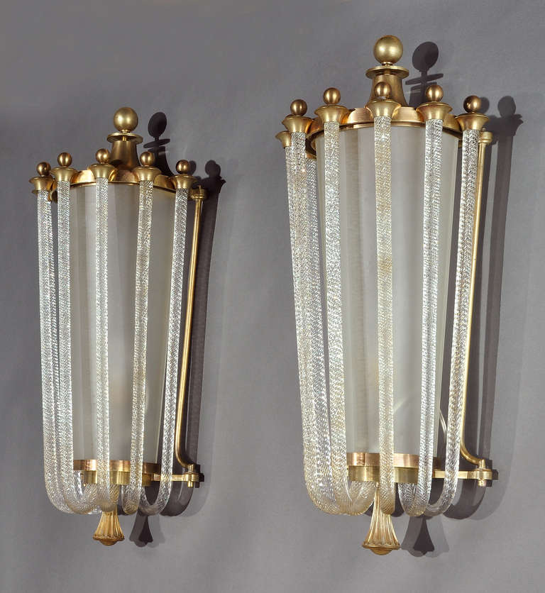 Art Deco Important Pair Of Sconces by Véronèse & Attributed To Jules Leleu