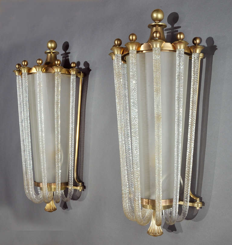 Important Pair Of Sconces by Véronèse & Attributed To Jules Leleu In Excellent Condition In Paris, FR