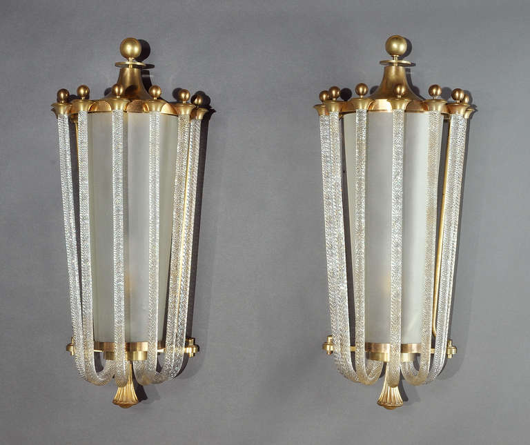 Mid-20th Century Important Pair Of Sconces by Véronèse & Attributed To Jules Leleu