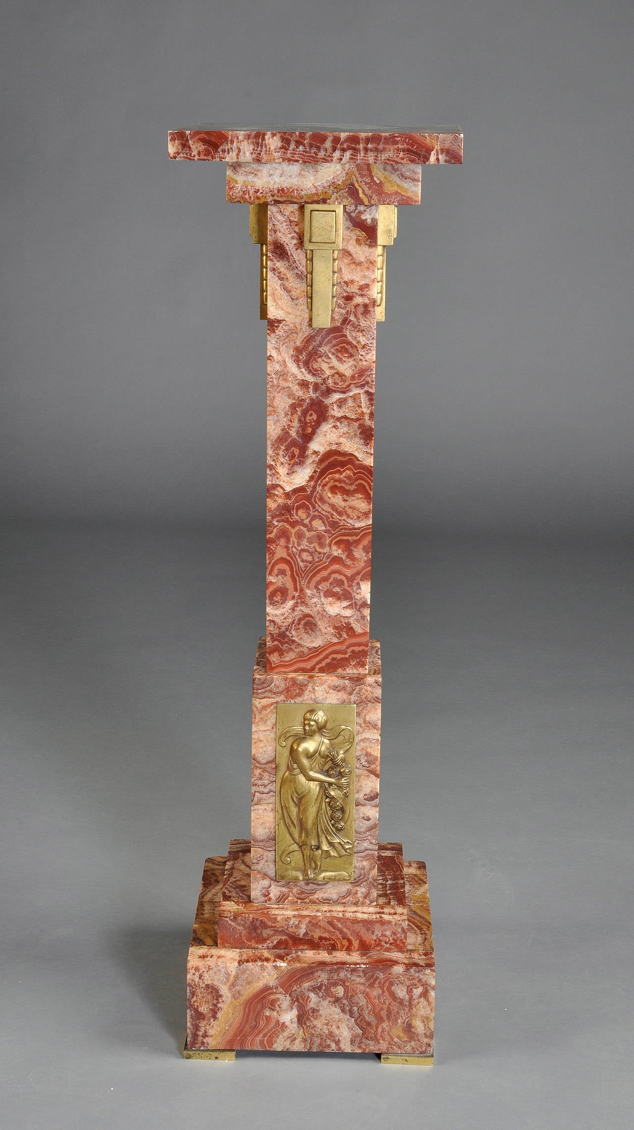 Marble and Bronze Art Deco Column Circa 1925