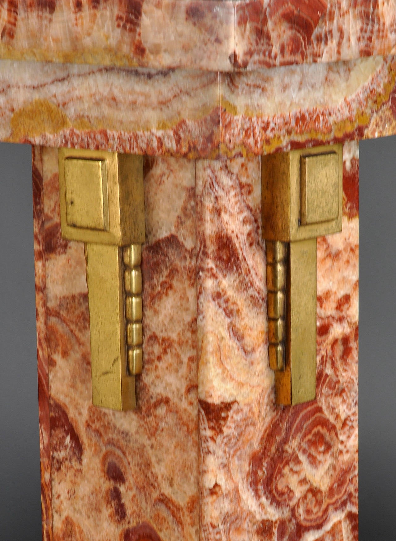 French Marble and Bronze Art Deco Column, circa 1925 For Sale