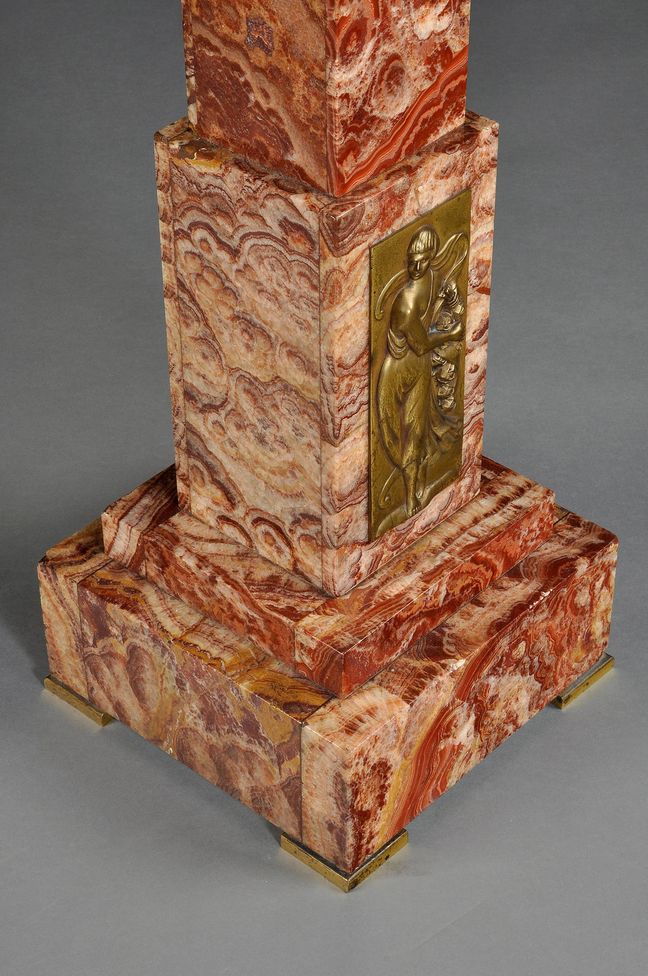 Marble and Bronze Art Deco Column, circa 1925 For Sale 1