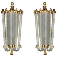 Important Pair Of Sconces by Véronèse & Attributed To Jules Leleu