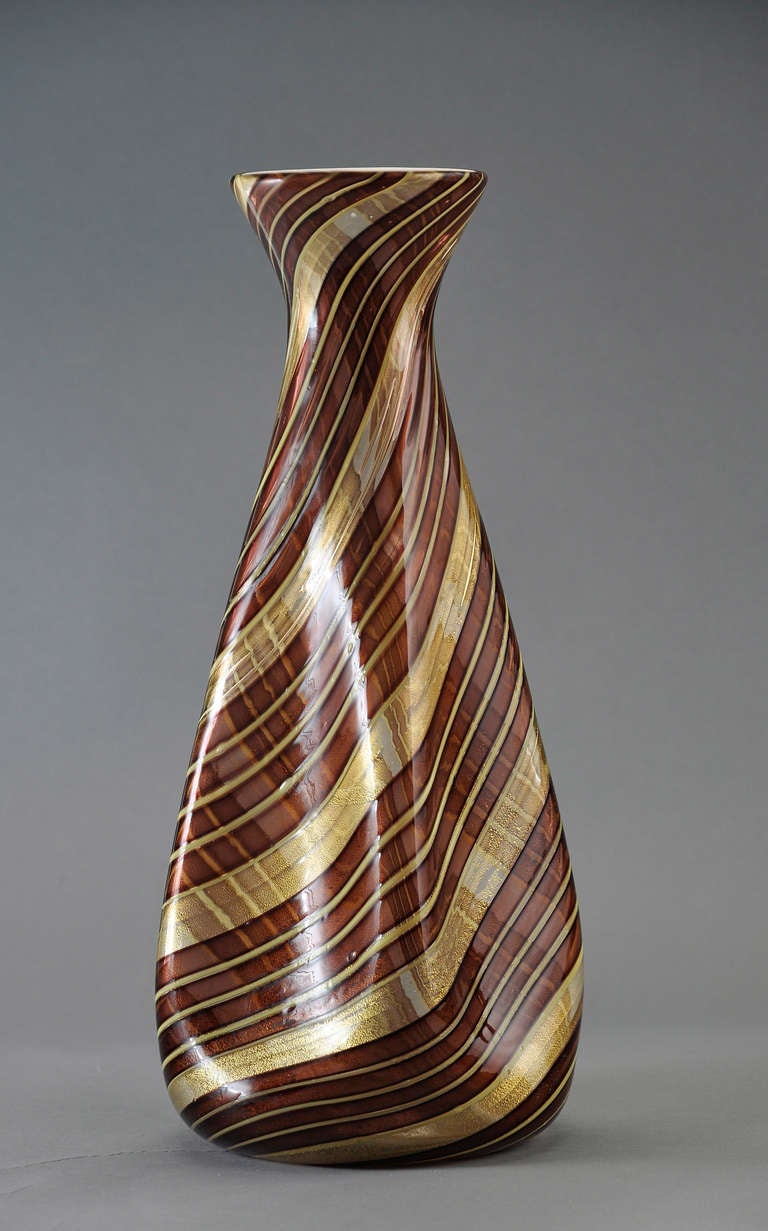 Barovier & Toso "Spira Aurata" Vase ca. 1960