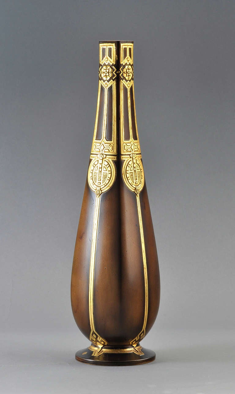 Art Deco Christofle Bronze Vase ca. 1920-1930 For Sale