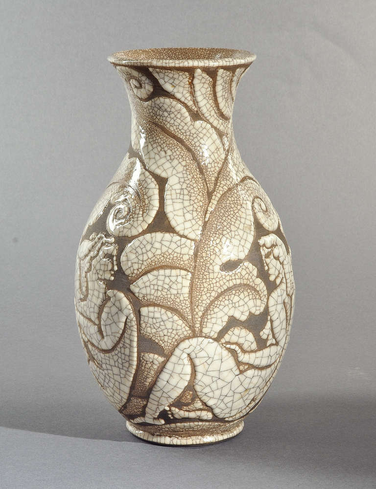 French Rene Buthaud Vase, circa 1930 For Sale