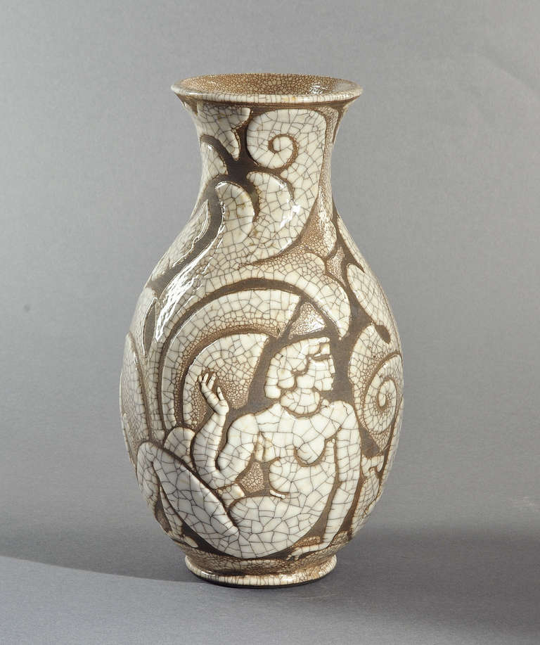 Mid-20th Century Rene Buthaud Vase, circa 1930 For Sale