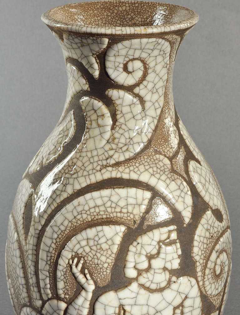 Earthenware Rene Buthaud Vase, circa 1930 For Sale