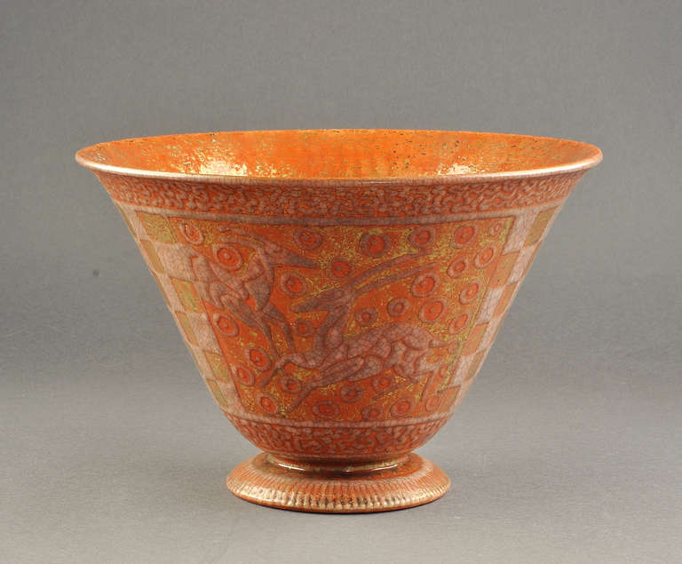 Jean Mayodon Glazed Ceramic Large Bowl Circa 1950