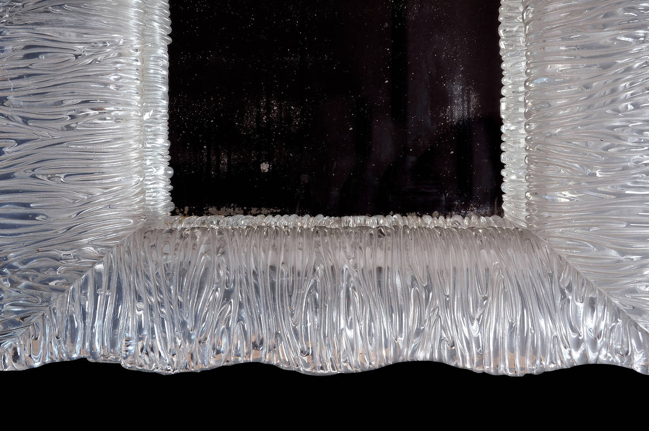 Mid-Century Modern Rare Large Venini Mirror Designed by Carlo Scarpa, circa 1940 For Sale