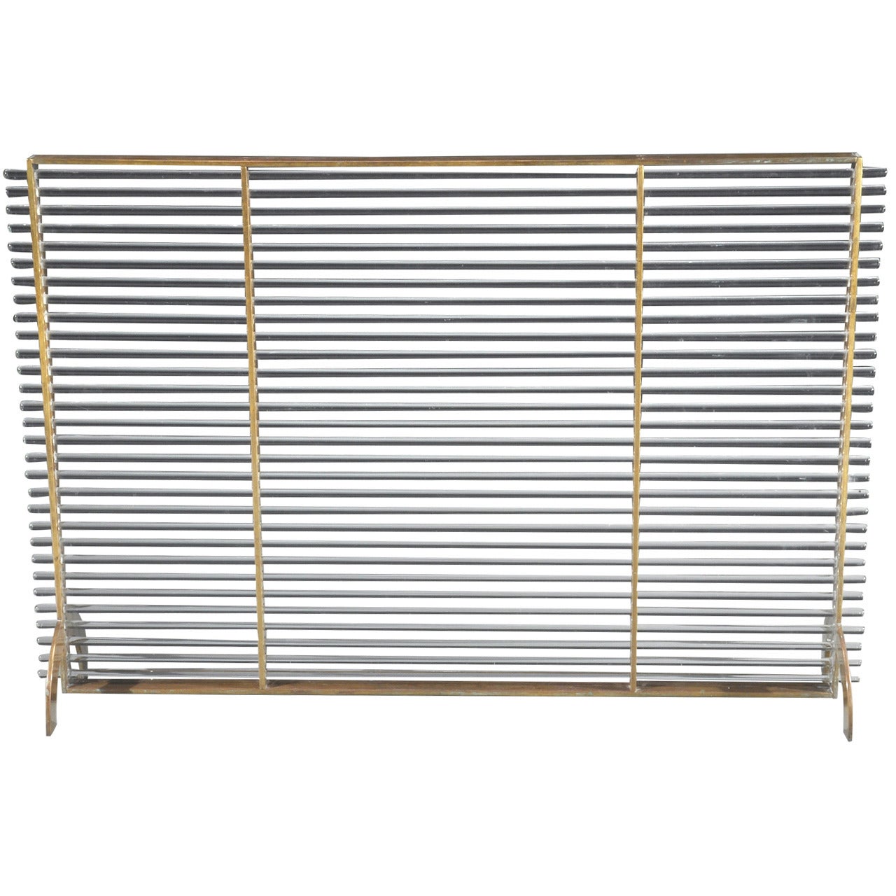 Brass and Glass Modernist Fire Screen Attributed to Boris Lacroix, circa 1930