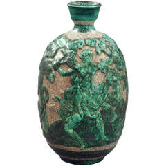 Extremely Rare Jean Mayodon Earthenware Vase, circa 1940