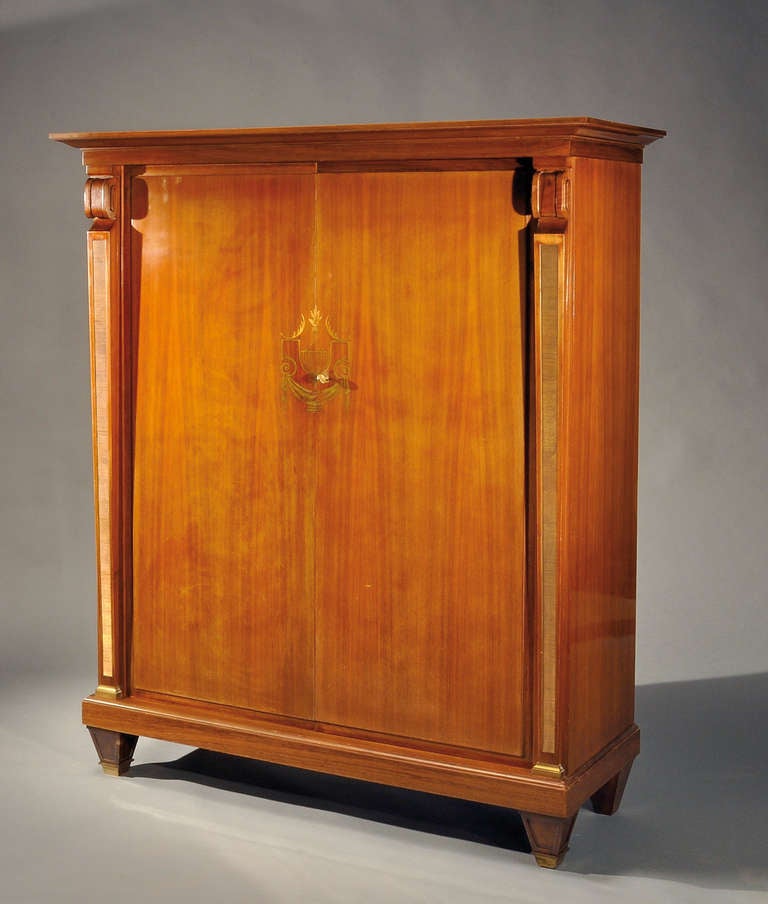 Art Deco Jean Pascaud Mahogany Wardrobe For Sale