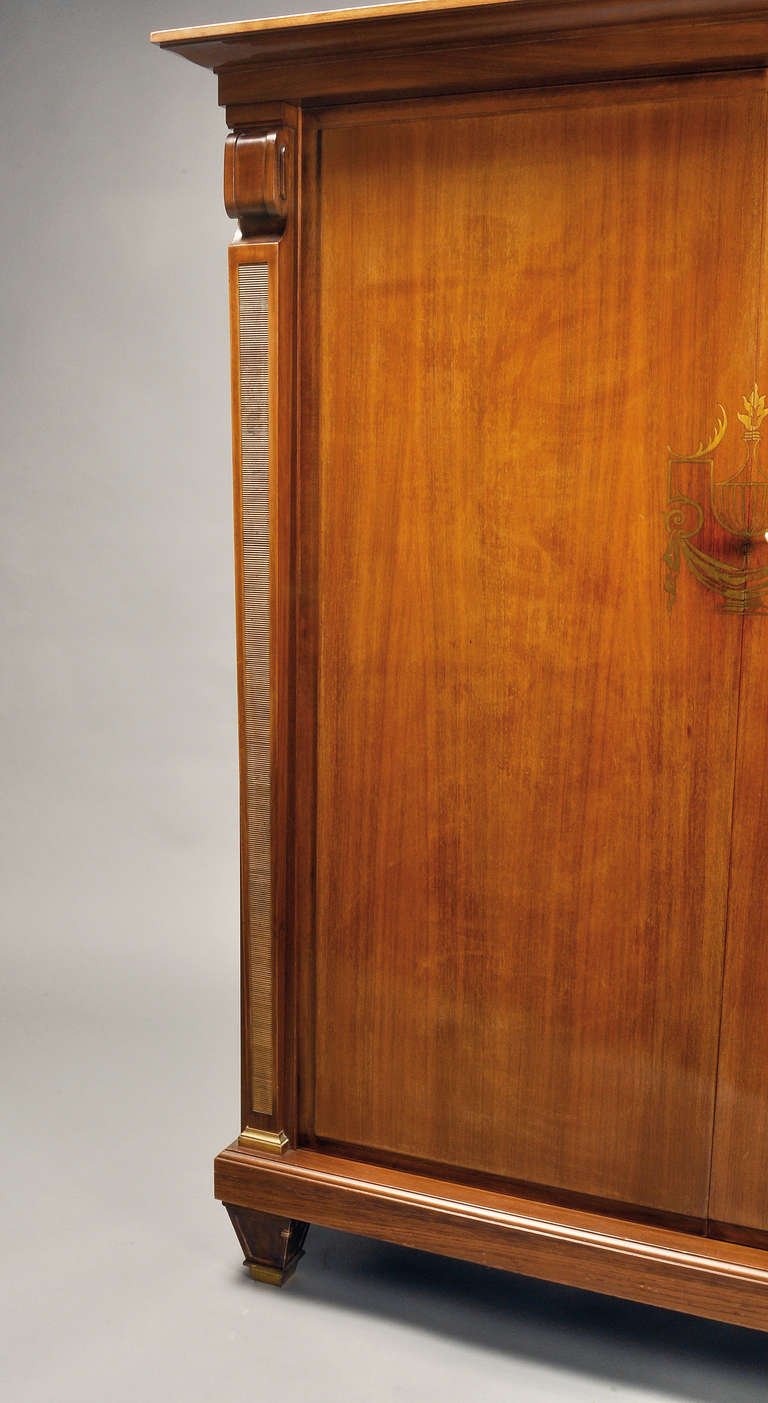 Jean Pascaud Mahogany Wardrobe In Good Condition For Sale In Paris, FR