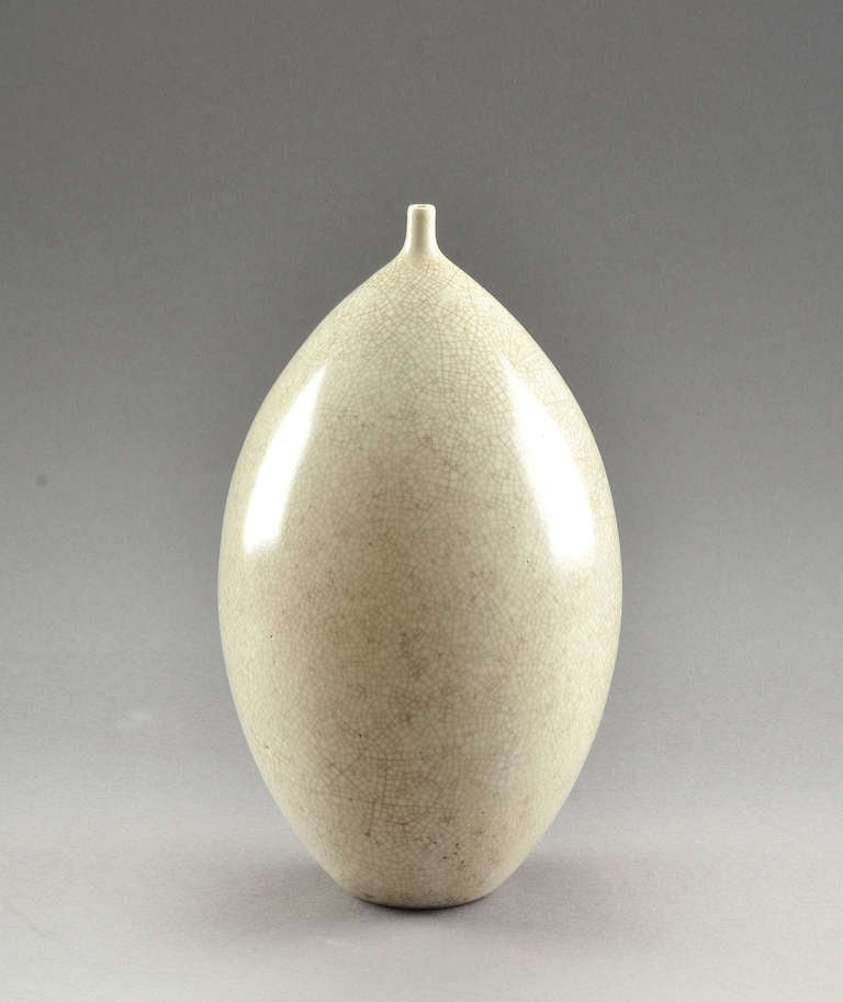 Art Deco Jean Besnard Crackled Vase, circa 1930 For Sale