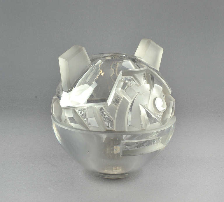 French Aristide Colotte Art Deco Unique Crystal Vase