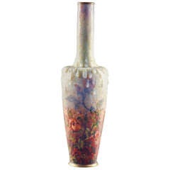 Jules Sarlandie Embossed Floral Enameled Vase