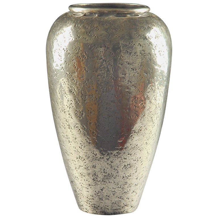 Jean Dunand 1910s Metal Vase For Sale